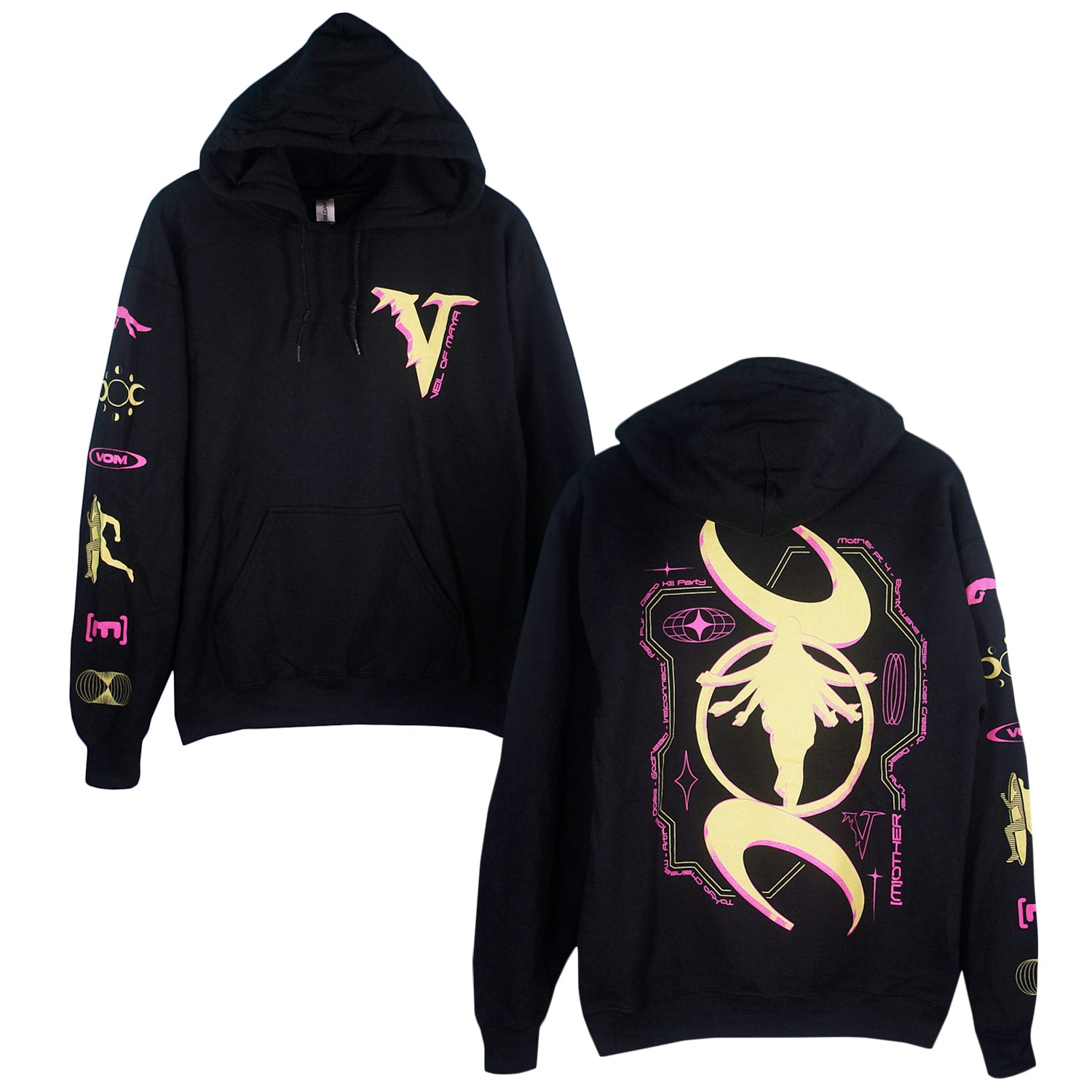 3D Shapes Black Hoodie front and back